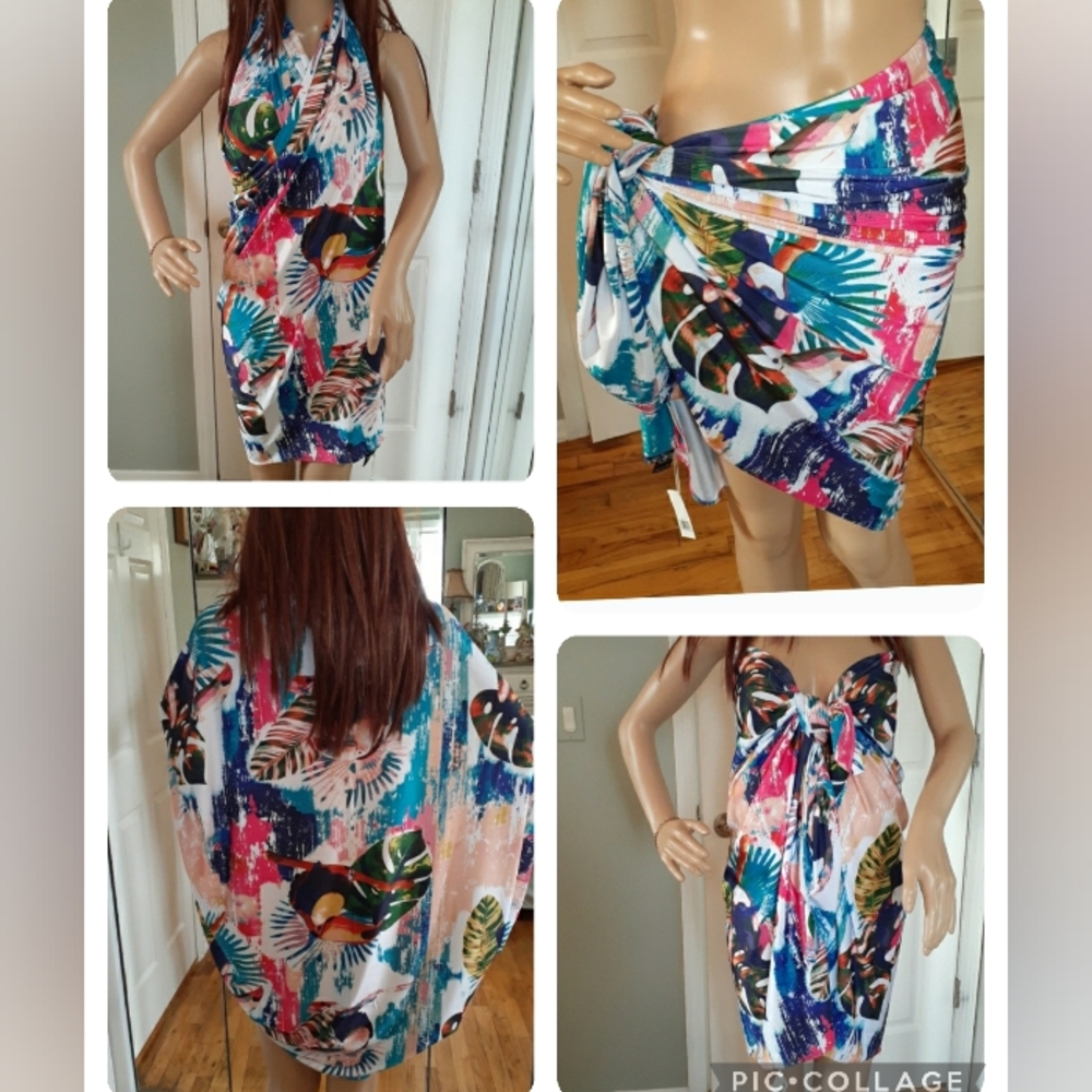 Beachcomber Coastal Threads Sarong, Skirt, Dress And Scarf All In 1. One Size